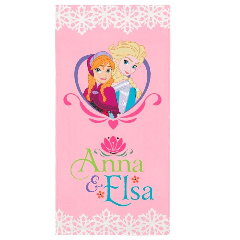 Toalha de Banho Infantil Frozen Elsa e Anna Rosa 120x60 cm Felpuda