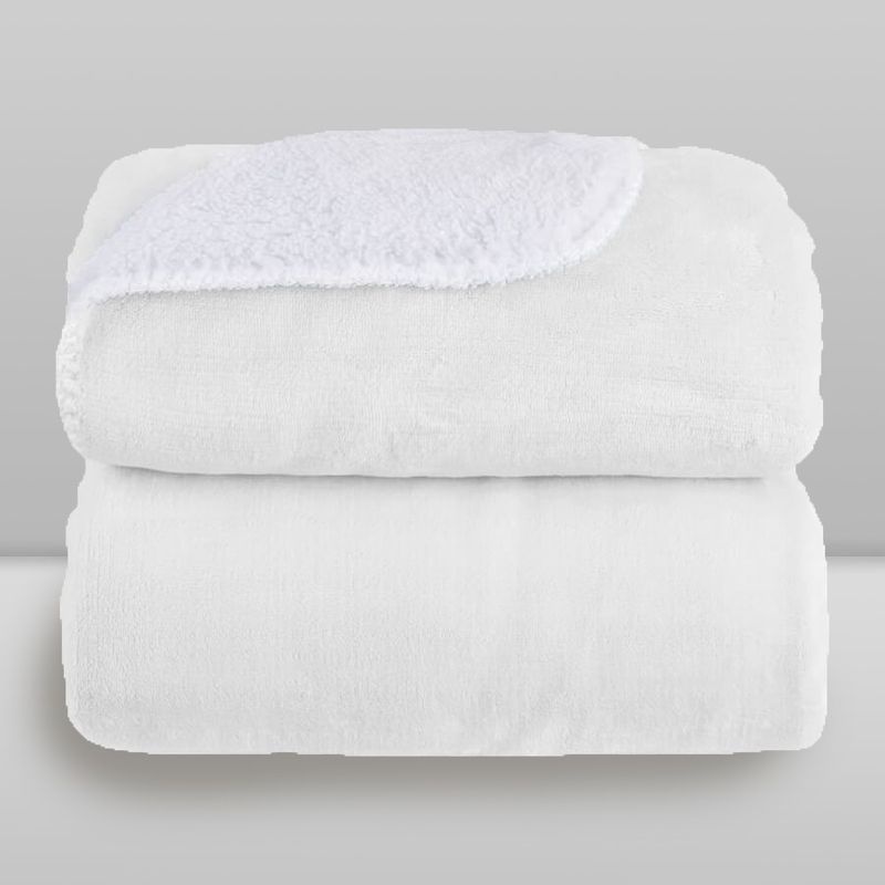 Cobertor Donna Laço Bebê 110x90 cm Microfibra Plush com Sherpa Branco