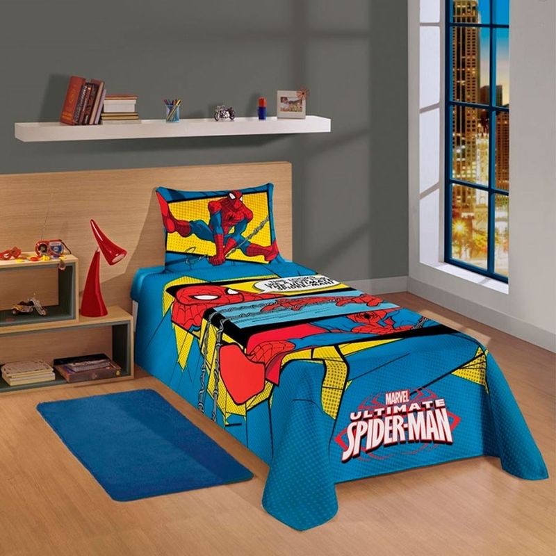 Jogo de Cama Solteiro Infantil Lepper Spiderman Ultimante Azul