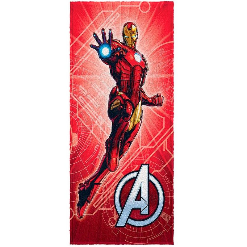 Toalha de Banho Infantil Lepper Avengers Homem de Ferro 120x60 cm Felpuda