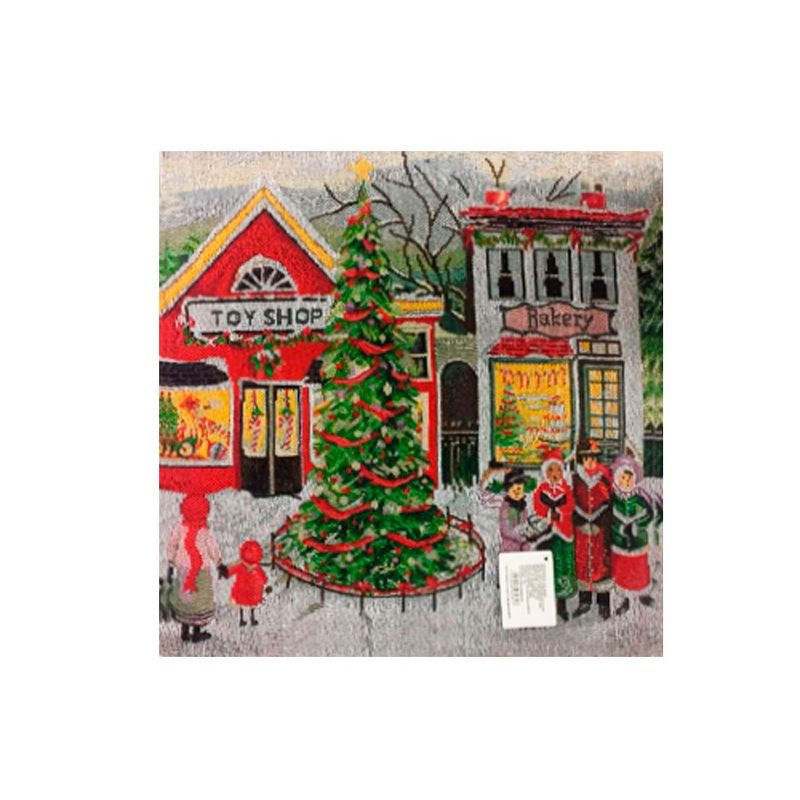 Capa para Almofada Natalina Santini Christmas 40x40 cm Árvore Cinza e Vermelho