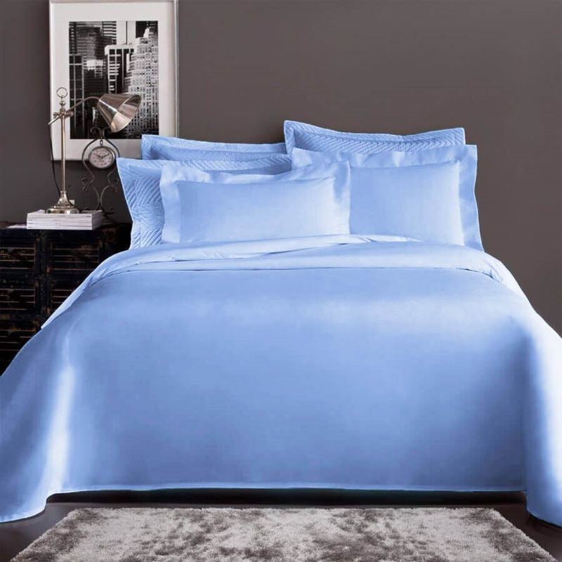 Jogo de Cama King Corttex Home Design Liso Azul Claro 200 Fios