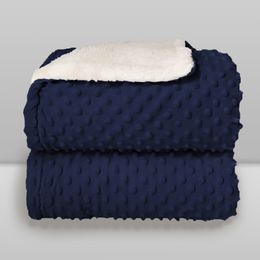 Cobertor-Donna-Laco-Bebe-Plush-com-Sherpa-Dots-Azul-Navy