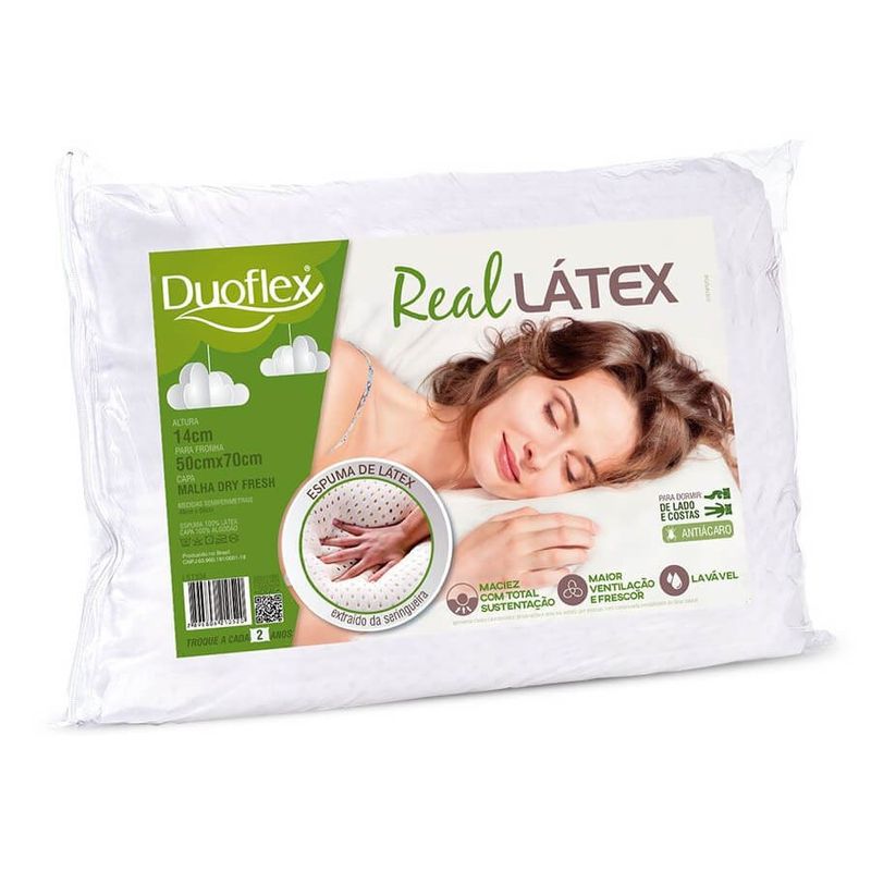 Travesseiro Duoflex Real Látex Natural 50x70 cm Branco