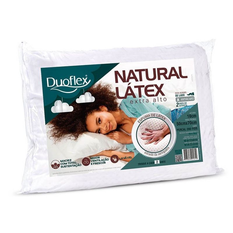 Travesseiro Duoflex Real Látex Natural Extra Alto 50x70 cm Branco