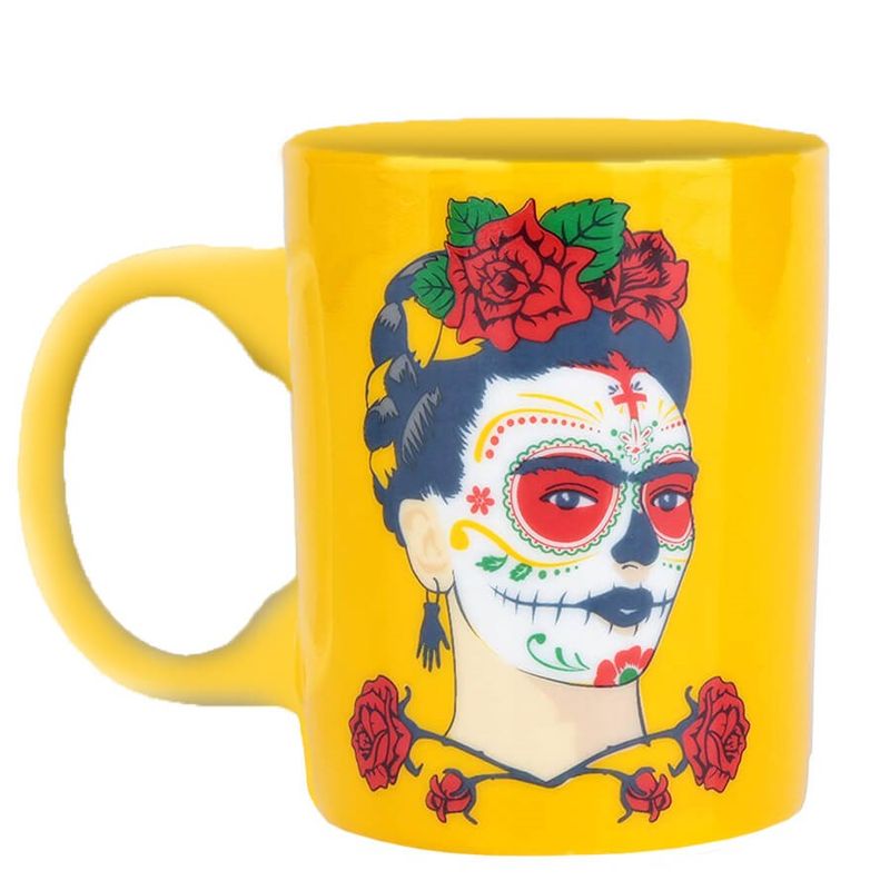 Mini Caneca Porcelana Frida Kahlo Face Amarelo