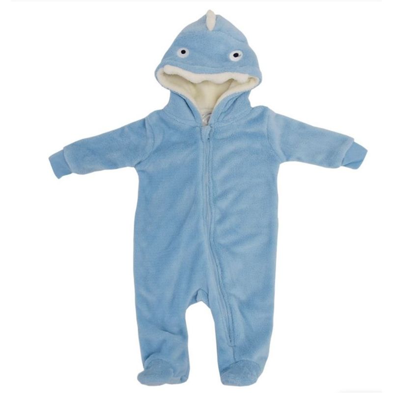 Pijama Macacão Camesa Baby Fantasia Tubarão Azul - Diversos Tamanhos 0-3 meses
