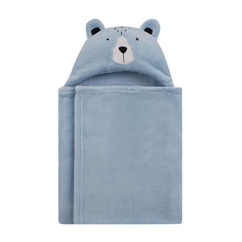 Manta Infantil com Capuz Camesa Baby Urso Azul
