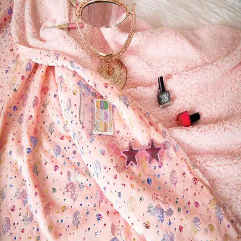 Manta Solteiro Infantil Lepper Fleece Glam Unicórnio Rosa Rosa